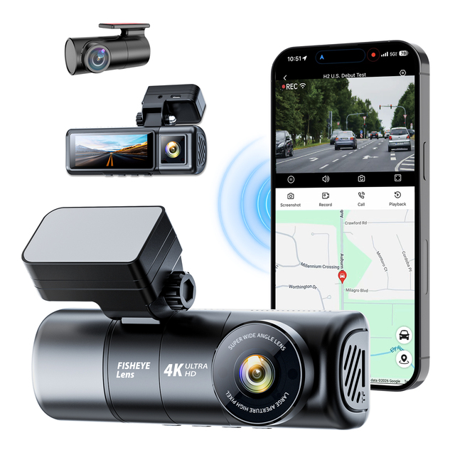 New Mini 4K 3.16 Screen Dashcam GPS-enabled Car DVR with Front & Rear 1K WiFi 3-Channel Video Recorder Including Dash Camera