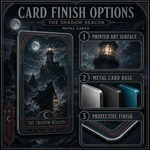 La collection de cartes à collectionner Shadow Beacon Premium en métal gravé avec des illustrations sombres fantastiques exquises et des finitions de luxe - Product Image 6