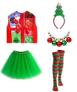 Costume pour enfants, garçons et filles, tenue de fête, boîte cadeau, cadeau amusant, Noël, fête de fin d'année, cosplay, imprimé Père Noël - Product Image 4