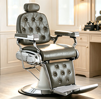 Fauteuil de Barbier Professionnel Hydraulique Rembourré Rétro de Luxe Populaire pour Salon de Coiffure et Barbier, Charge Lourde