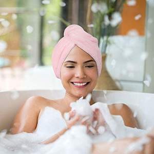 Serviette <span class=keywords><strong>de</strong></span> bain en microfibre pour femmes, à séchage rapide, turban avec bouton, vente en gros, - Product Image 2
