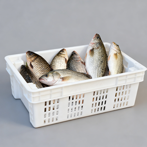 600*400*205mm Storage Tote Box Plastic Blue Logistics Stackable <strong>Crate</strong> for Fish - Product Image 1
