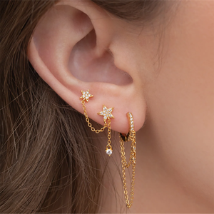 ต่างหูแบบห้อยประดับพู่ห้อย CANNER Fine Jewelry ทำจากเงินแท้ S925 รูปดาว ประดับเพชร CZ 5A สำหรับผู้หญิง - Product Image 4