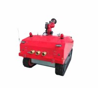 Robot de lutte contre l'incendie sans pilote avec caméra thermique et système eau/mousse, pistes sur chenilles pour installations industrielles et tunnels d'incendie