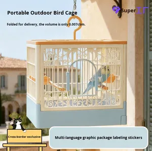Plastik Kuş Kafesi Papağan Villası Geniş Alan Nefes Alabilen Katlanabilir Açık Hava Gözlem Kafesi Evcil Hayvan Malzemeleri - Product Image 3