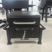Barbecue portable de table au charbon de bois avec thermomètre intégré, évier latéral en acier laminé à froid pour camping en extérieur et cuisine de jardin