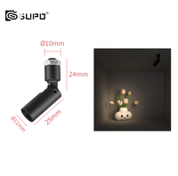 Lampu Sorot Kabinet Display LED 2W, Mini Super Kecil 1W, Ukuran Potong 10mm, 24V, Dapat Diputar, Dapat Dimiringkan, Dapat Disesuaikan