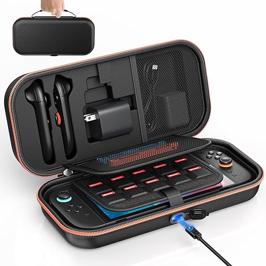 Чехол для игровой консоли Switch 2 EVA может вместить 22 игровых карты, включая версию адаптера для хранения и зарядное устройство