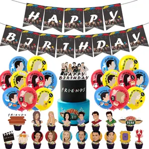 TV Show Friends Theme Party Decoration Kit Happy Birthday Banner 12inch Latex Balloons Cake Cupcake Toppers Decoration K0130