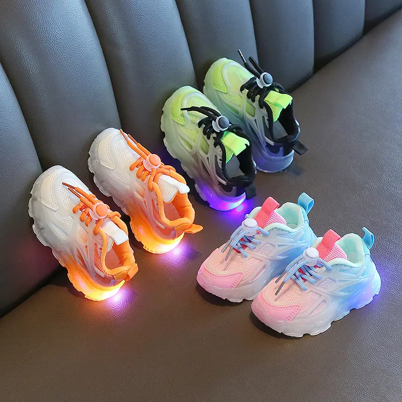 Chaussures de Sport à LED pour enfants, baskets d'été en maille, décontractées, pour garçons et filles, vente en gros