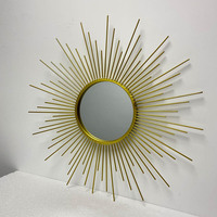 Accessoires d'intérieur personnalisés, miroir mural décoratif en métal en forme de soleil, miroir abstrait doré de luxe, décoration murale pour salon