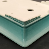 Pot à bonsaï rectangulaire émaillé bleu et blanc, best-seller, avec base en forme de nuage