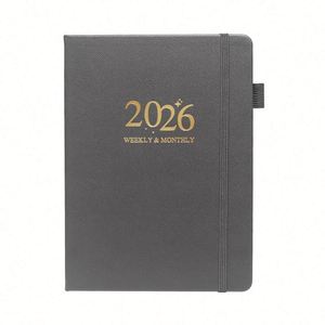 Agenda Semanal 2026, Nuevo Planificador con Correa, Calendario de Cuero Estampado, Tamaño A5, Encuadernación Cosida con Hilo, Diseño Elegante - Product Image 1