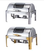 Fournitures hôtelières pour restaurant TaiDing, réchaud à couvercle rabattable en acier inoxydable de 9 L, alimenté au gaz, fonction de chauffage à l'alcool