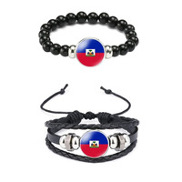 Bracelet en cuir avec drapeau national, bijou tressé à la main pour activités de plein air et décoration – Vente chaude