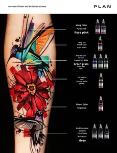 Encre de <span class=keywords><strong>tatouage</strong></span> de haute qualité 30ml 21 couleurs avec certification MSDS pour l'ensemble d'encre à usage corporel Fournitures complètes Enregistrement des ingrédients américains - Product Image 5