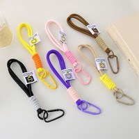 Accessoire de téléphone en peluche courte professionnelle, assortiment de couleurs, logo personnalisé, porte-clés, cordon en polyester personnalisé, lanière.