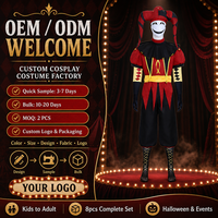 Costume de Clown en Velours Personnalisé de Haute Qualité, Tenue de Bouffon pour Halloween, Cosplay, OEM ODM, Personnalisable pour Fête de Cirque et Carnaval