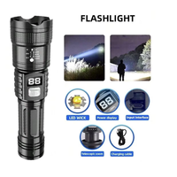 Fonjue 2025 Lampe torche tactique d'extérieur Puissante LED Rechargeable par USB Lampe de camping avec corps en ABS Étanche