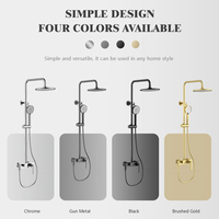 Ensemble de douche thermostatique mural en laiton poli Tieba à poignée unique, barre coulissante, robinet en céramique, pluie douce, utilisation hôtelière, à débit contrôlé