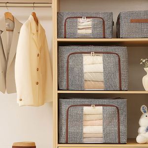 Household Collapsible Fabric Organizer Home Durable Heavy-Duty Steel Frame Storage <b>Bins</b> with Window - Product Image 2