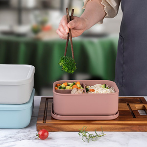 High Quality Bpa Free Food-Grade Silicone <b>Lunch</b> <b>Box</b> with Thermal Heating Compartment for School Office or Outdoor Picnics - Product Image 4