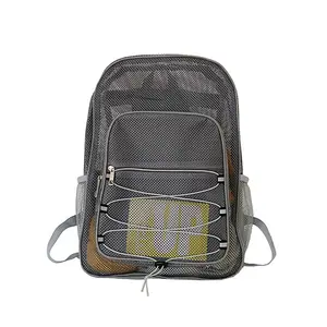 2024 Zomer Nieuwe Mode Mesh Tassen Dames Outdoor Reizen Mochilas Mesh Strand Rugzak Tas Voor Mannen Vrouwen