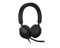 Casque filaire stéréo Jabra Evolve2 40 SE USB-A USB-C 3 micros, haut-parleurs 40 mm, isolation passive du bruit, conception supra-auriculaire, Busylight