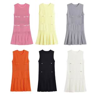 Vestido Mini de Punto Plisado Ancho, Moderno y Chic para <span class=keywords><strong>Mujer</strong></span>, Verano, Sin Mangas, Vestidos Femeninos, Vestidos, Robe <span class=keywords><strong>Mujer</strong></span> - Product Image 1