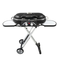 Barbecue portable OEM BENSUN M03090 pour camping, table de cuisson pliable en fer thermolaqué avec chariot à roues au propane, fabriqué à Ningbo
