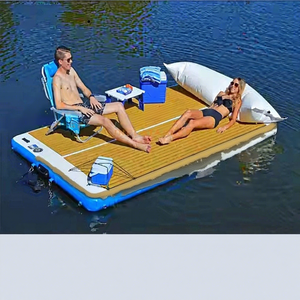 Dock flottant gonflable de qualité commerciale 10x8 pieds |   Ponton robuste pour l'entretien des marinas, <span class=keywords><strong>la</strong></span> pêche et l'accès à l'eau - Product Image 1
