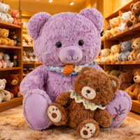 Aangepaste logo paarse beer knuffeldier Valentijnsdag lavendel teddybeer pluche speelgoed zachte beer figuur slaapkussen kussen