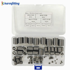 Juego de 80 Piezas de Insertos Roscados Autoperforantes de Acero Inoxidable 304 Tipo 302 en Caja, M3-M16 - Product Image 3
