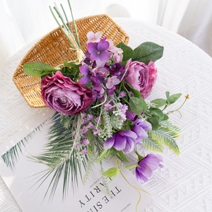 Bouquet de fleurs artificielles Hyuga Rikuren, violet rose, plastique, décoration de mariage CF01328B - Product Image 1