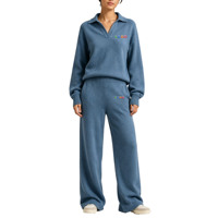 Ensemble de vêtements de détente pour femmes en tricot personnalisé, haut à col polo, pantalon large en tricot, tenue décontractée en deux pièces