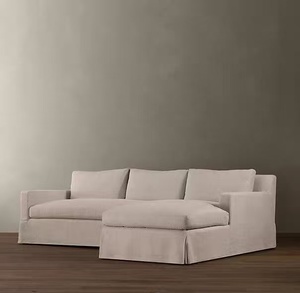 Sofá de algodón y lino en estilo <span class=keywords><strong>vintage</strong></span> de campo francés-Tela lavable RH para sala de estar, apartamento, hotel y habitaciones de hotel. - Product Image 4