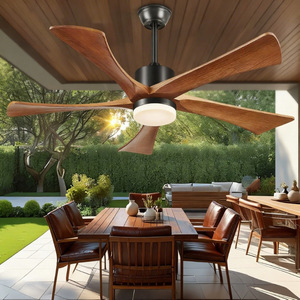 Outdoor <b>Ceiling</b> Fan 52 Inch Wood Blades With <b>Light</b> DC Motor Reversible Airflow Quiet Design <b>Remote</b> <b>Control</b> - Product Image 1