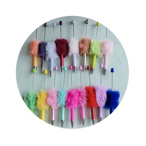 Penne a sfera con perline di peluche Creative fai da te penne a sfera in rilievo in stile carino accessori da ufficio in peluche - Product Image 5
