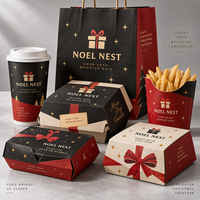 Boîtes alimentaires personnalisées pour les fêtes, emballages de Noël pour restaurants de burgers, poulet frit, repas à emporter, chaînes QSR, fabricant OEM ODM