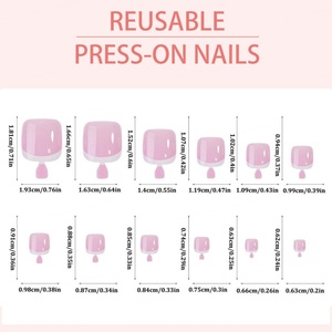 120 Uñas Postizas Cortas Cuadradas con Punta Francesa, Color Rosa Nude, Acrílicas, Cobertura Total, Reutilizables, para Pedicura - Product Image 3
