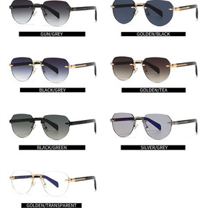 Logo Custom 2026 Fashion Retro Rimless Men Sun Glasses UV400 <b>Gradient</b> Shades Big Frame Polit <b>Sunglasses</b> - Product Image 4