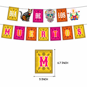 Die De Los muertos ธงเฟียสต้าเม็กซิกันและลูกโป่งเค้กชุดของตกแต่งวันคริสต์มาสที่ตายแล้ว