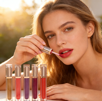 Tabung Vegan mawar kemasan kustom lipstik cair berkilau Mineral Matte lipstik Velvet perlengkapan rias kecantikan ODM