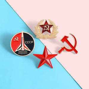 Épingles et badges russes soviétiques CCCP en fonte plaquée or, polies, à 4 broches, design personnalisé, insignes de <span class=keywords><strong>communisme</strong></span>, broche étoile rouge - Product Image 3