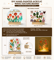 DIY Acrylglas-Malerei LED-Nachtlicht Handgemalte Wasserwellen-Textur Tischlampe Kinder-Bastelgeschenk Abschluss-Dekoration 3-12
