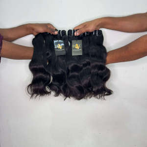 Extensions de cheveux vierges indiens de qualité supérieure en gros, lots de cheveux humains ondulés, mèches de cheveux raides et ondulés - Product Image 1
