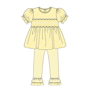 Preventa MOQ 5 Lazos Amarillos Estilos para Niñas Ropa a Juego para Hermanas Precio de Fábrica Boutique Ropa de Moda Nueva - Product Image 3