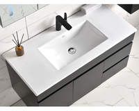 Meuble-lavabo rectangulaire mural moderne en MDF avec armoire miroir LED (Écologique et durable)