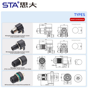Conector Impermeable M8 en Ángulo de 90 Grados, de Inserción Rápida, Macho y Hembra, para Montaje Trasero en Panel PCB, 3, 4, <span class=keywords><strong>5</strong></span>, 6, 8 Pines - Product Image 5
