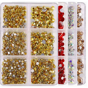 ชุดคริสตัลตกแต่งเล็บแบบผสม 1560 ชิ้น ขายส่ง คริสตัลไรน์สโตนแบบหลังแบน ชุดอุปกรณ์ตกแต่งเล็บแบบไม่ใช้ความร้อน สำหรับตกแต่งเสื้อผ้า - Product Image 5